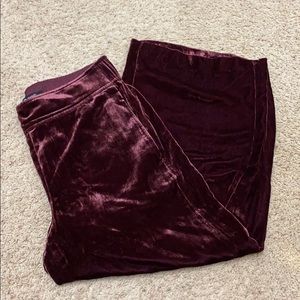 Madewell purple velvet wide leg pants